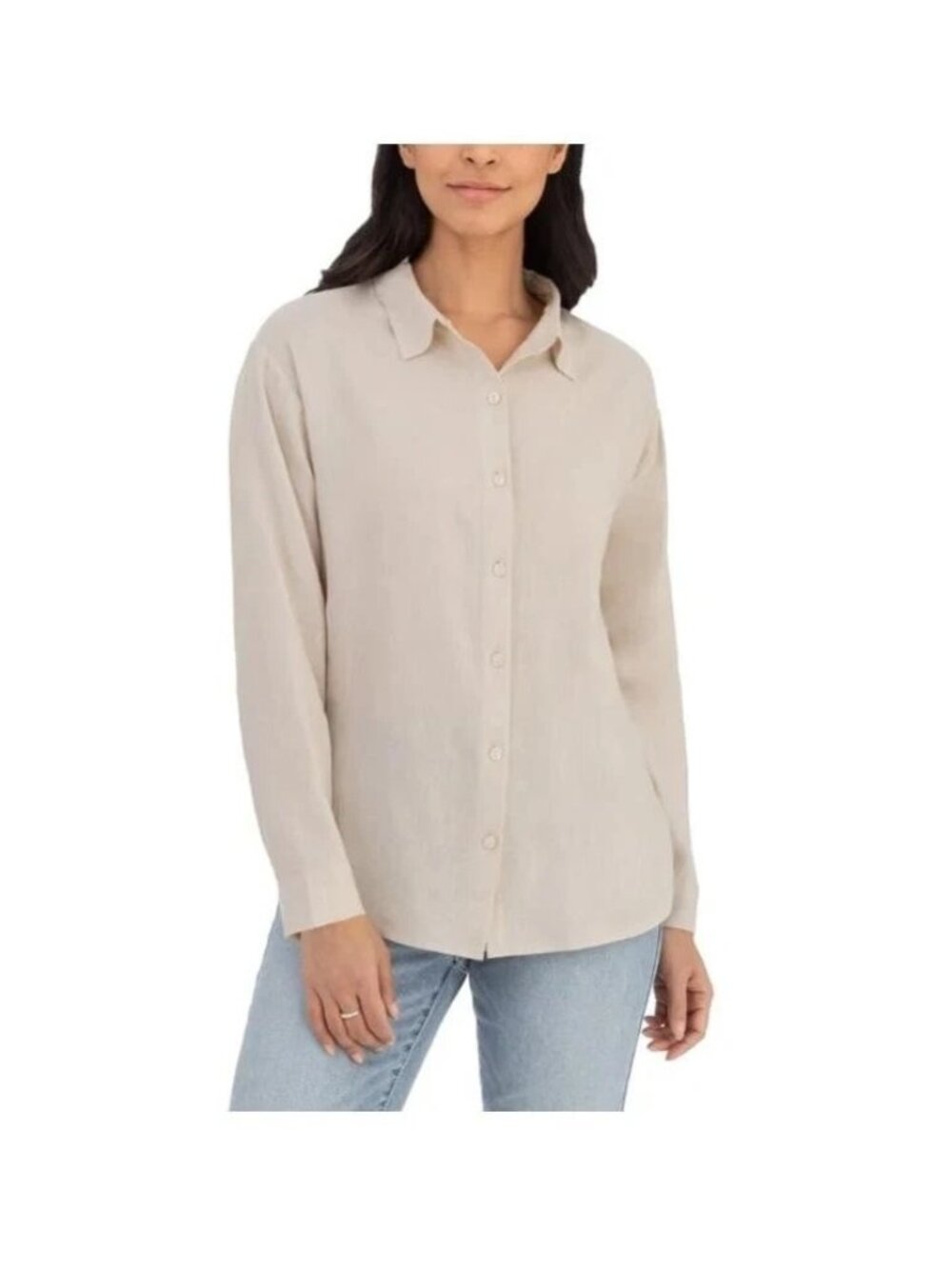Blanknyc Womens Tan Button-Up Shirt Small Lightweight Long Sleeve